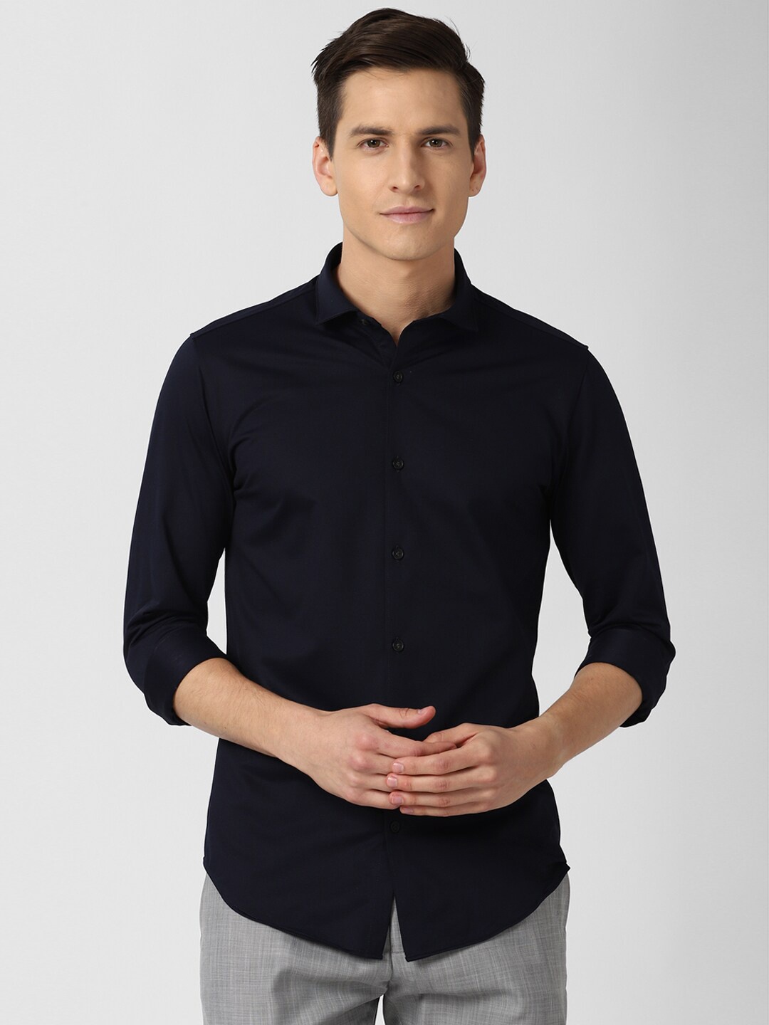 

Peter England Men Navy Blue Slim Fit Opaque Casual Shirt