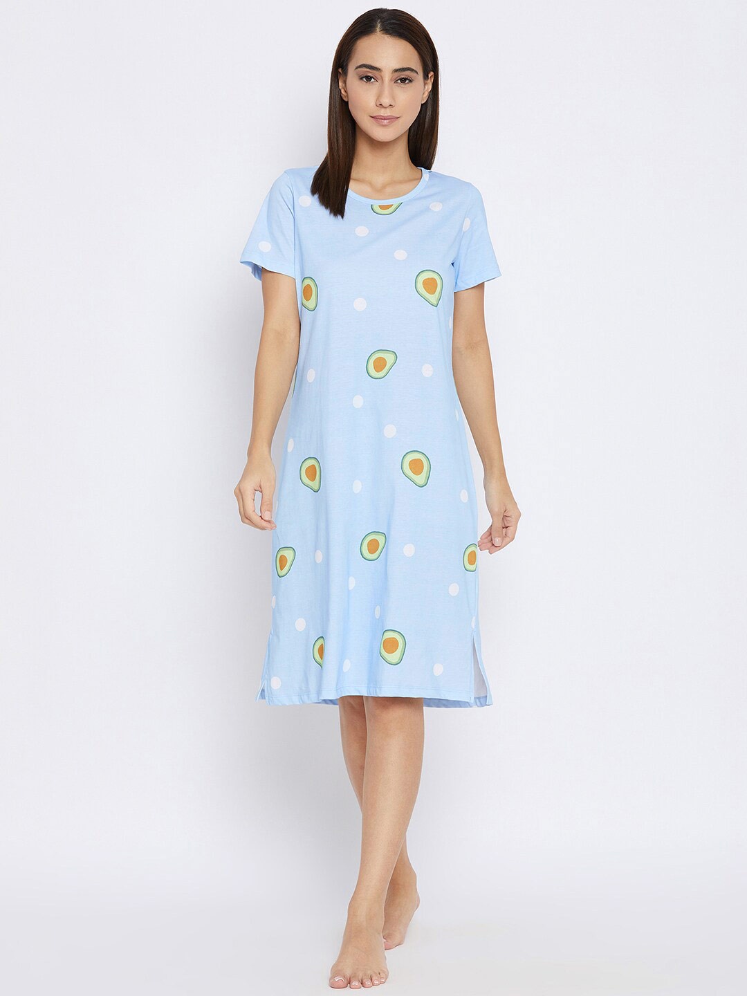 

MADAME M SECRET Blue Printed T-Shirt Nightdress