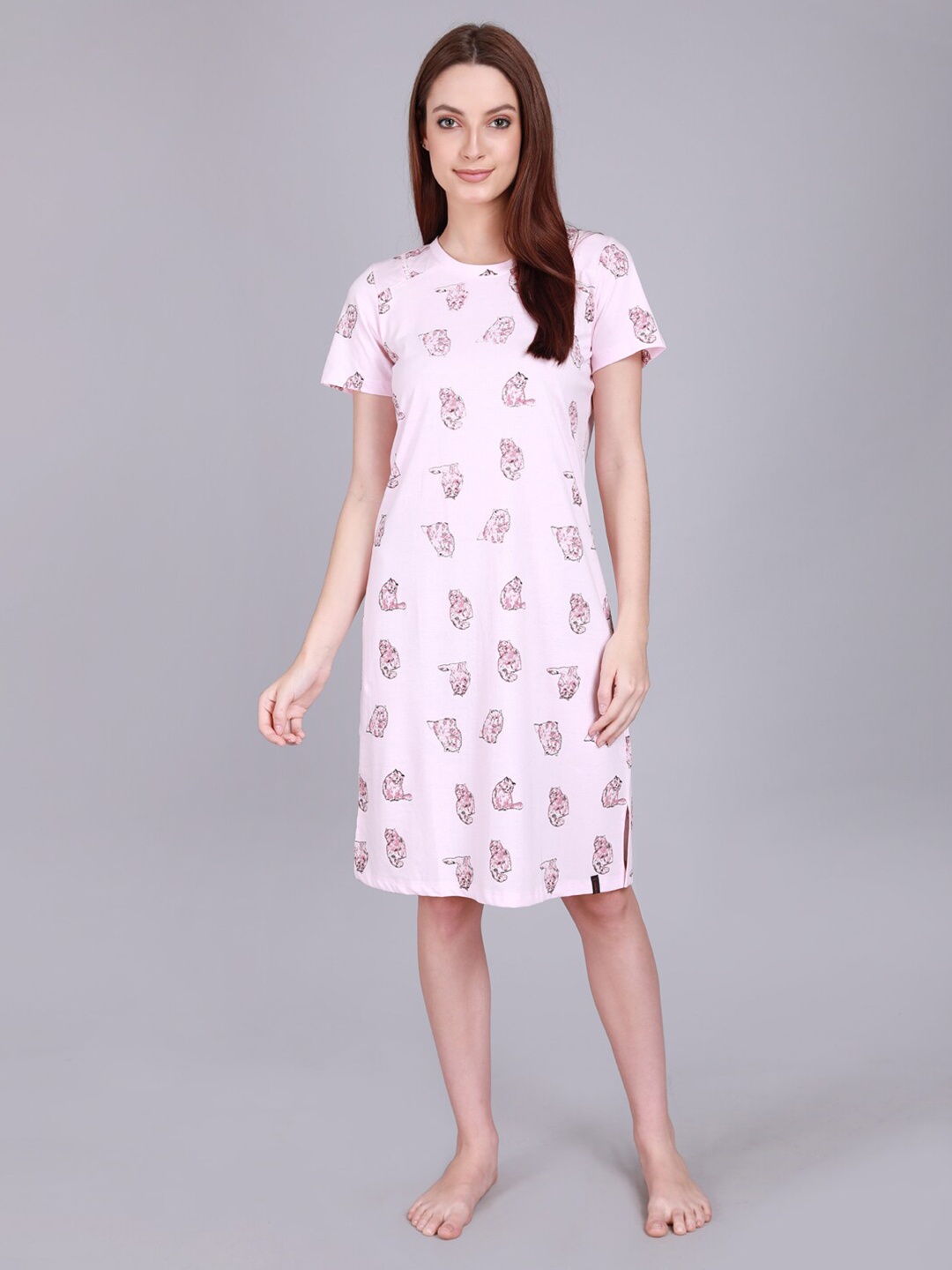 

MADAME M SECRET Pink Printed Nightdress