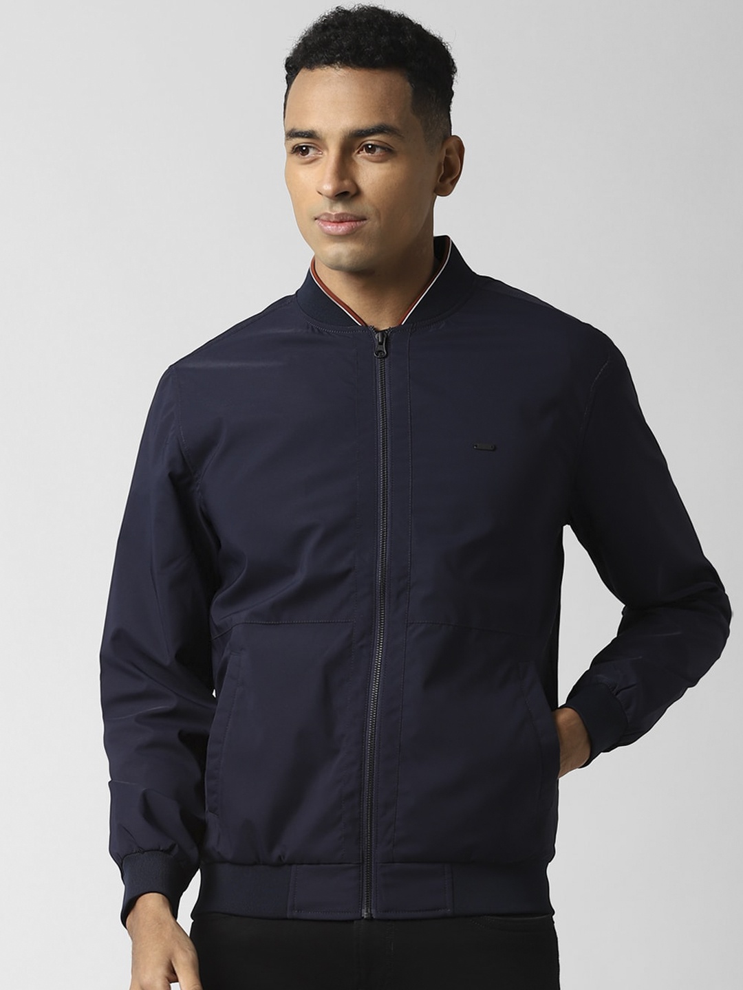 

Peter England Casuals Men Navy Blue Bomber Jacket