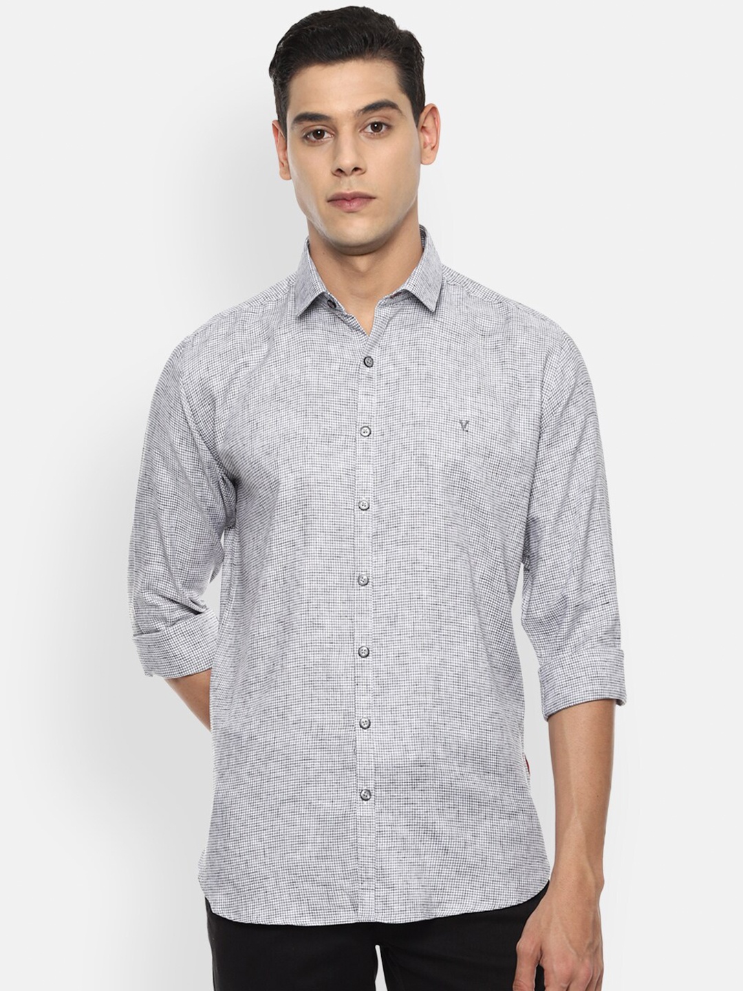 

V Dot Men Grey Slim Fit Opaque Printed Casual Shirt