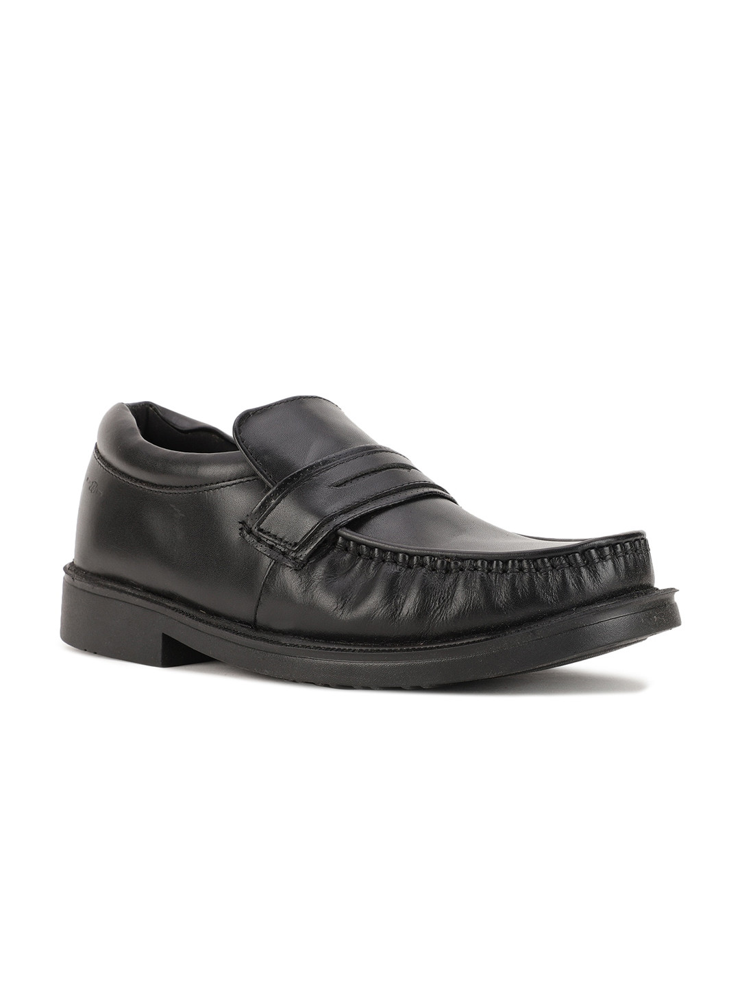 

Bata Men Black Solid Leather Formal Slip-On Shoes