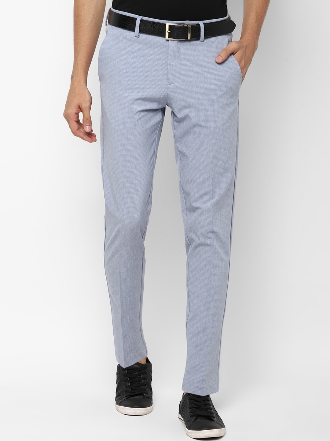 

Allen Solly Men Grey Checked Slim Fit Trousers
