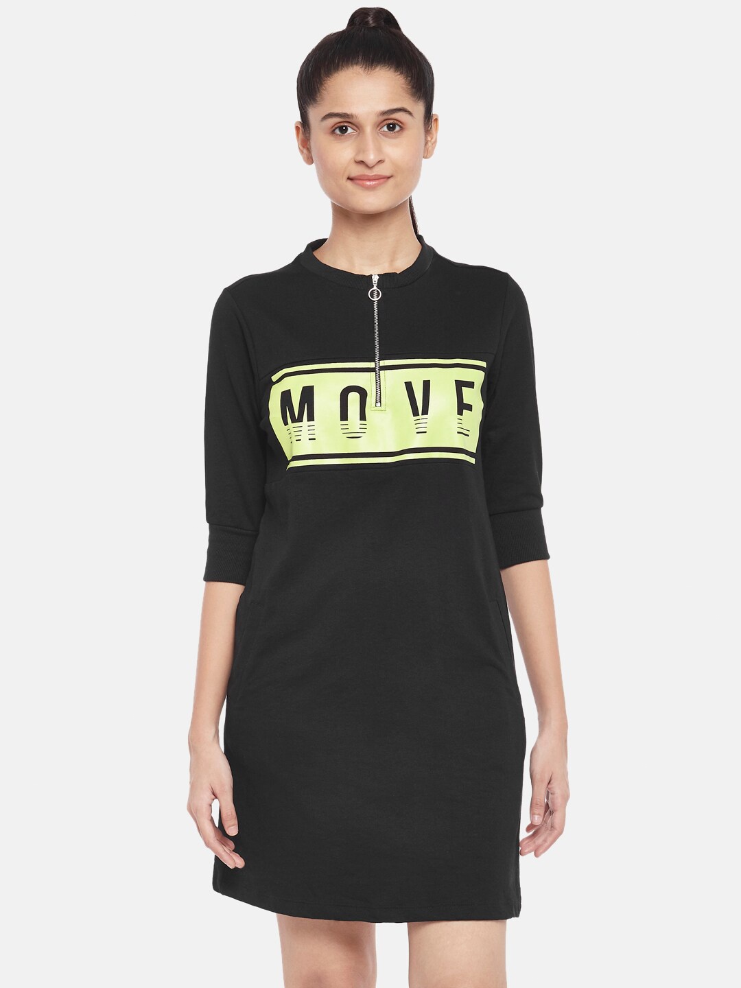 

Ajile by Pantaloons Black T-shirt Dress