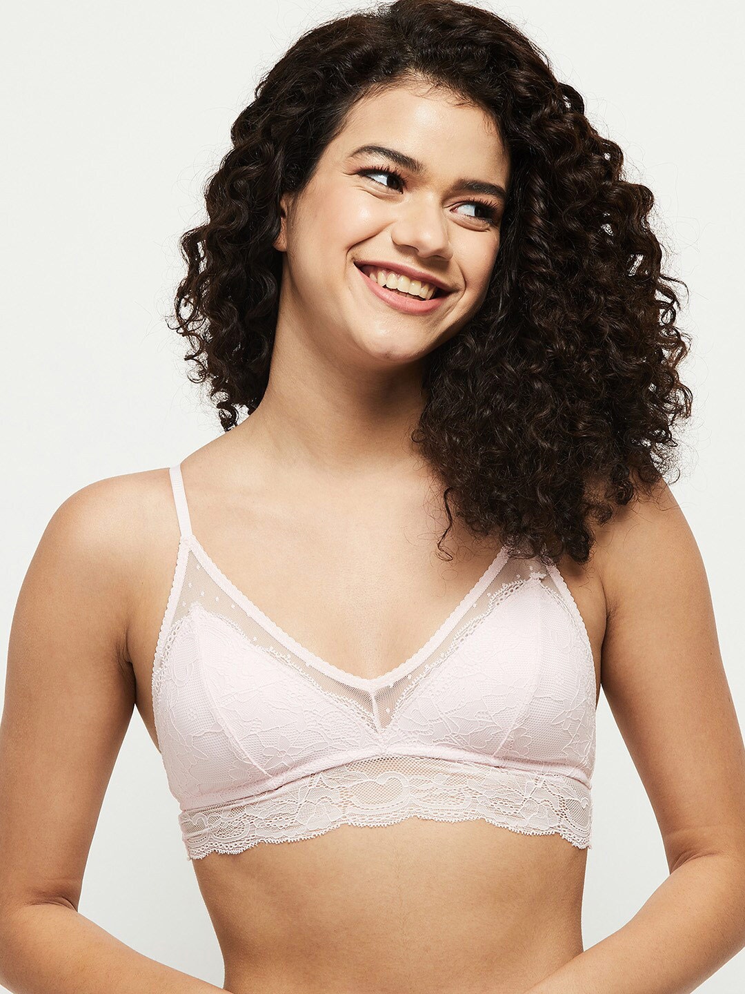 

max Pink Floral Lace Lightly Padded Everyday Bra