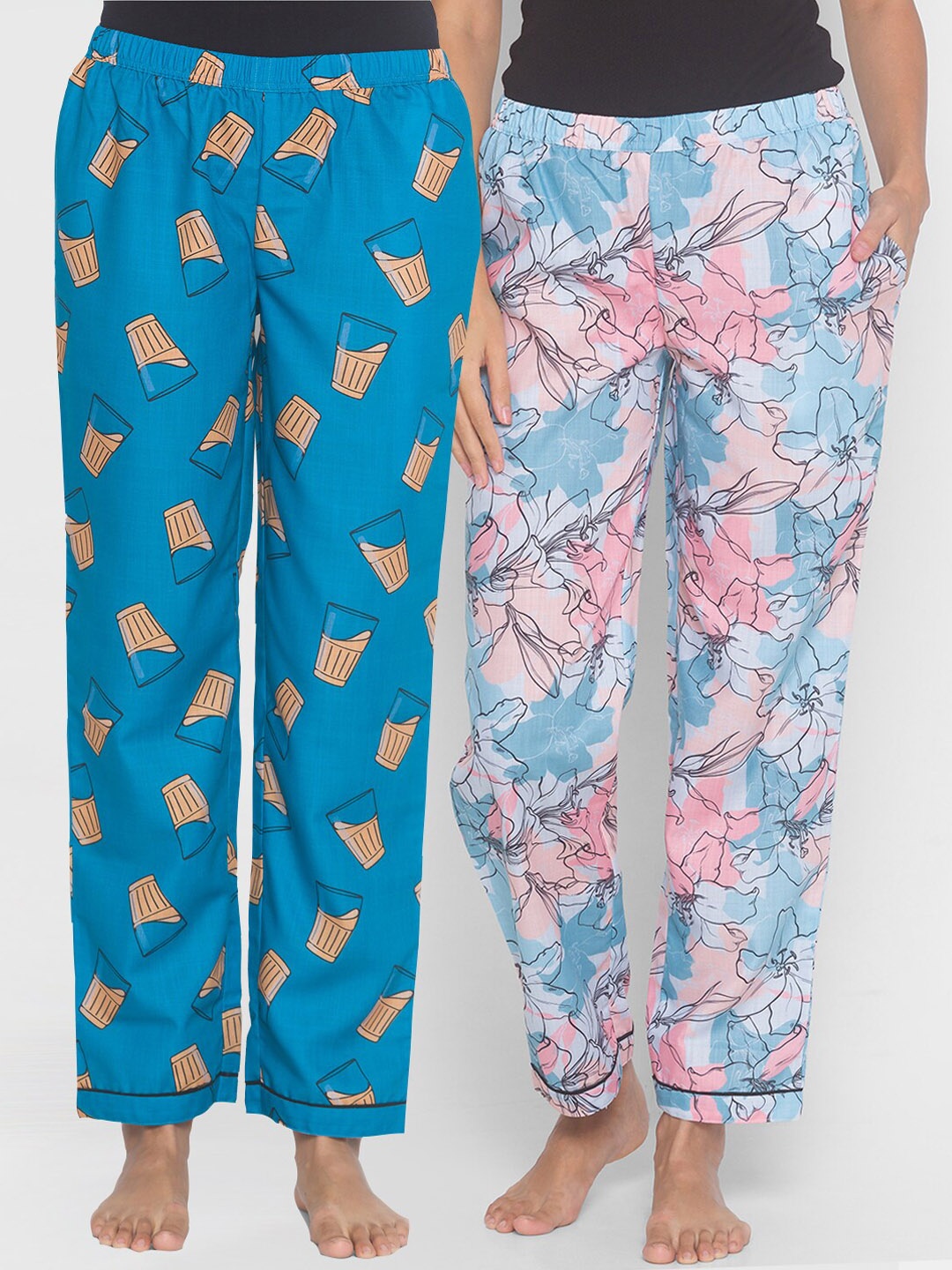 

FashionRack Women Pack of 2 Blue Printed Lounge Pants