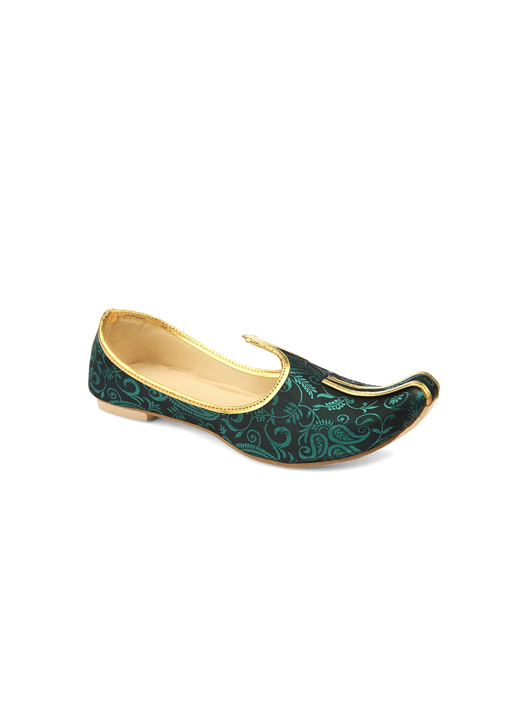 

Hulya Men Teal Printed Mojaris