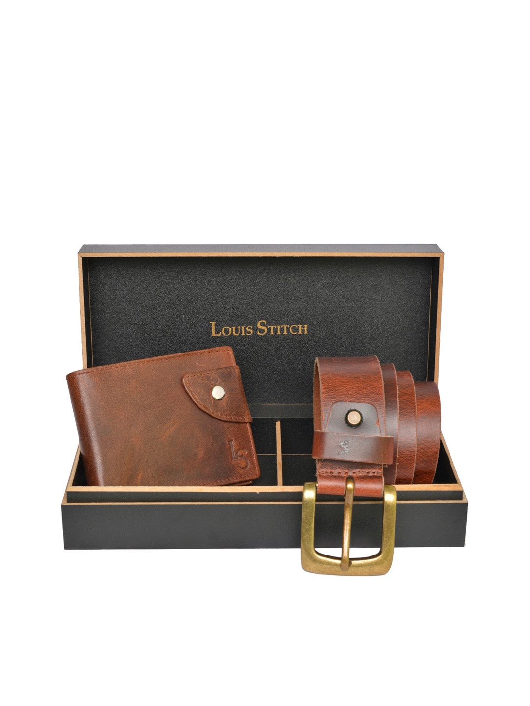 

LOUIS STITCH Men Brown Solid Genuine Italian Leather Accessory Gift Set