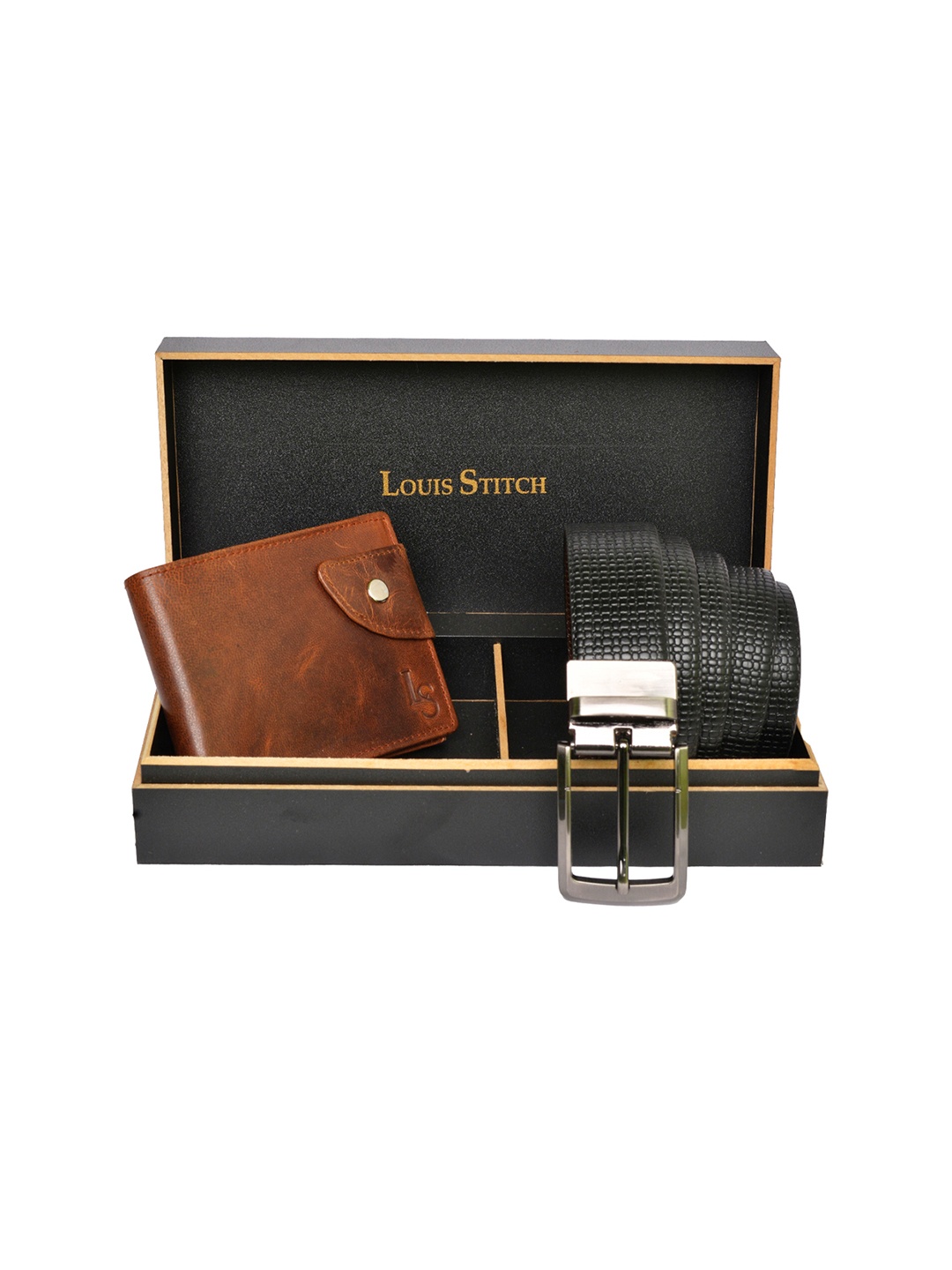 

LOUIS STITCH Men Leather Accessory Gift Set, Brown