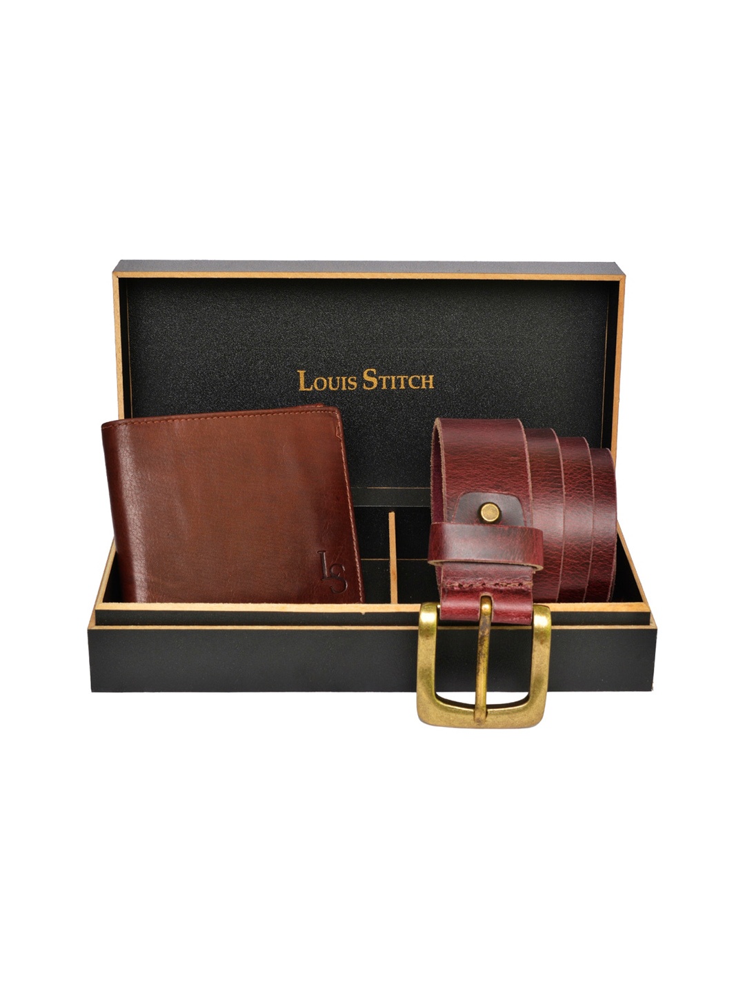 

LOUIS STITCH Men Brown Solid Genuine Italian Leather Accessory Gift Set