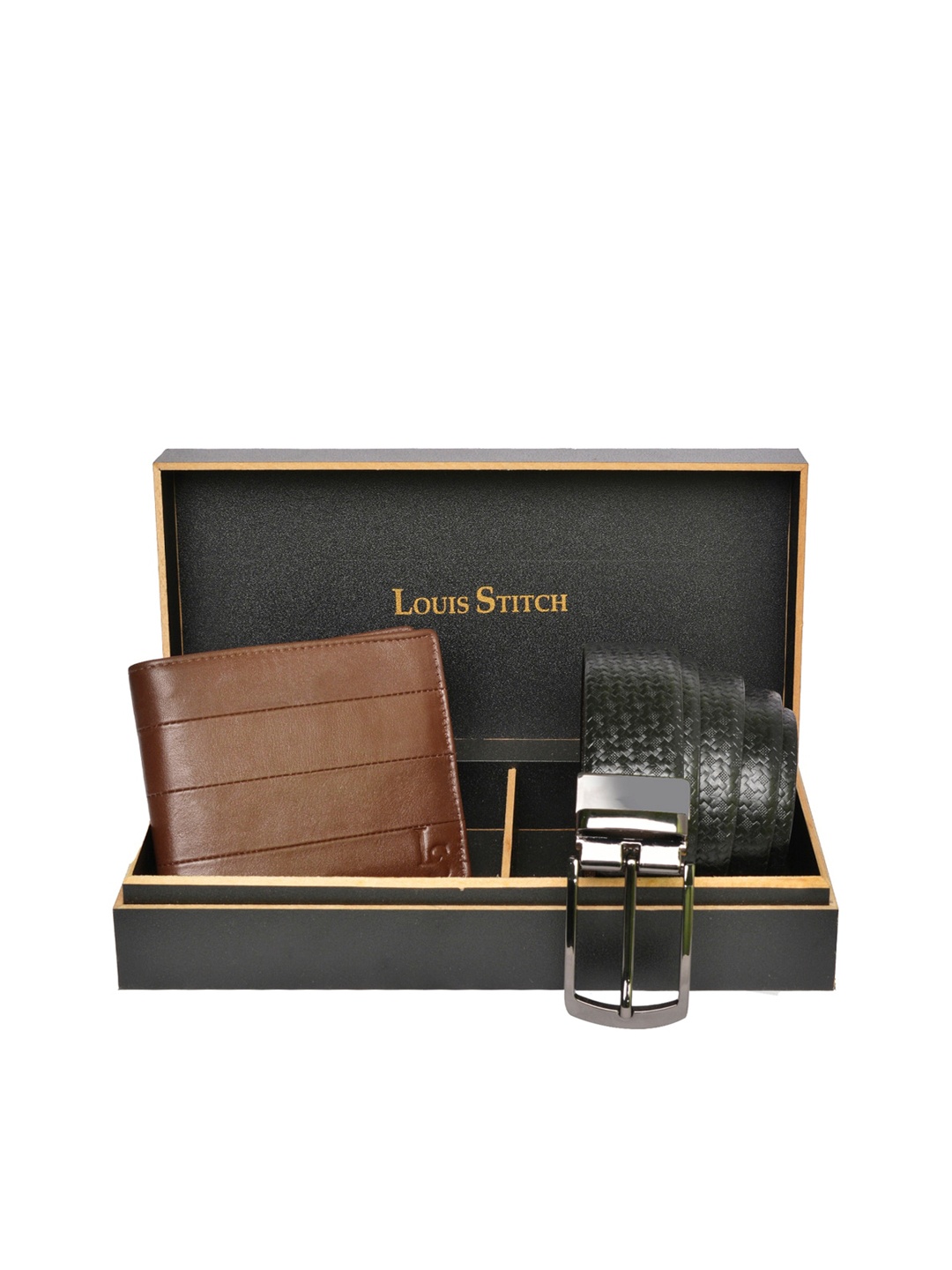 

LOUIS STITCH Men Brown Solid Genuine Italian Leather Accessory Gift Set