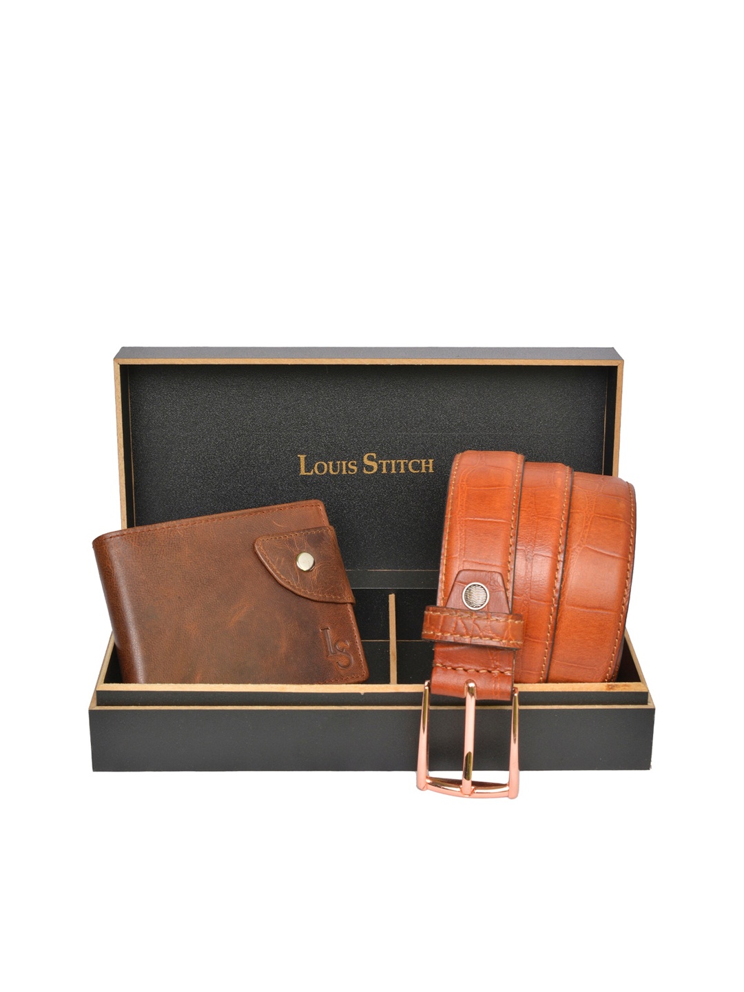 

LOUIS STITCH Men Brown Genuine Italian Leather Accessory Gift Set