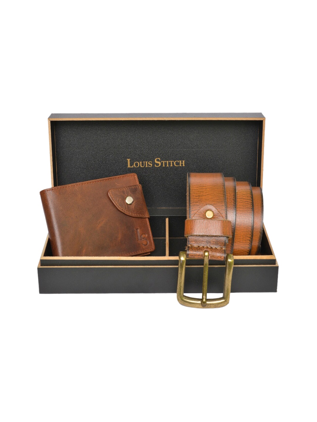 

LOUIS STITCH Men Brown Genuine Italian Leather Accessory Gift Set