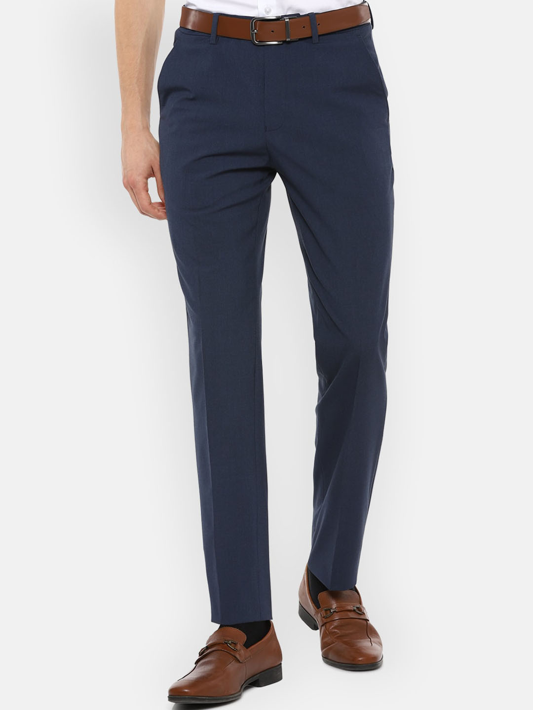 

Louis Philippe Men Navy Blue Slim Fit Formal Trousers