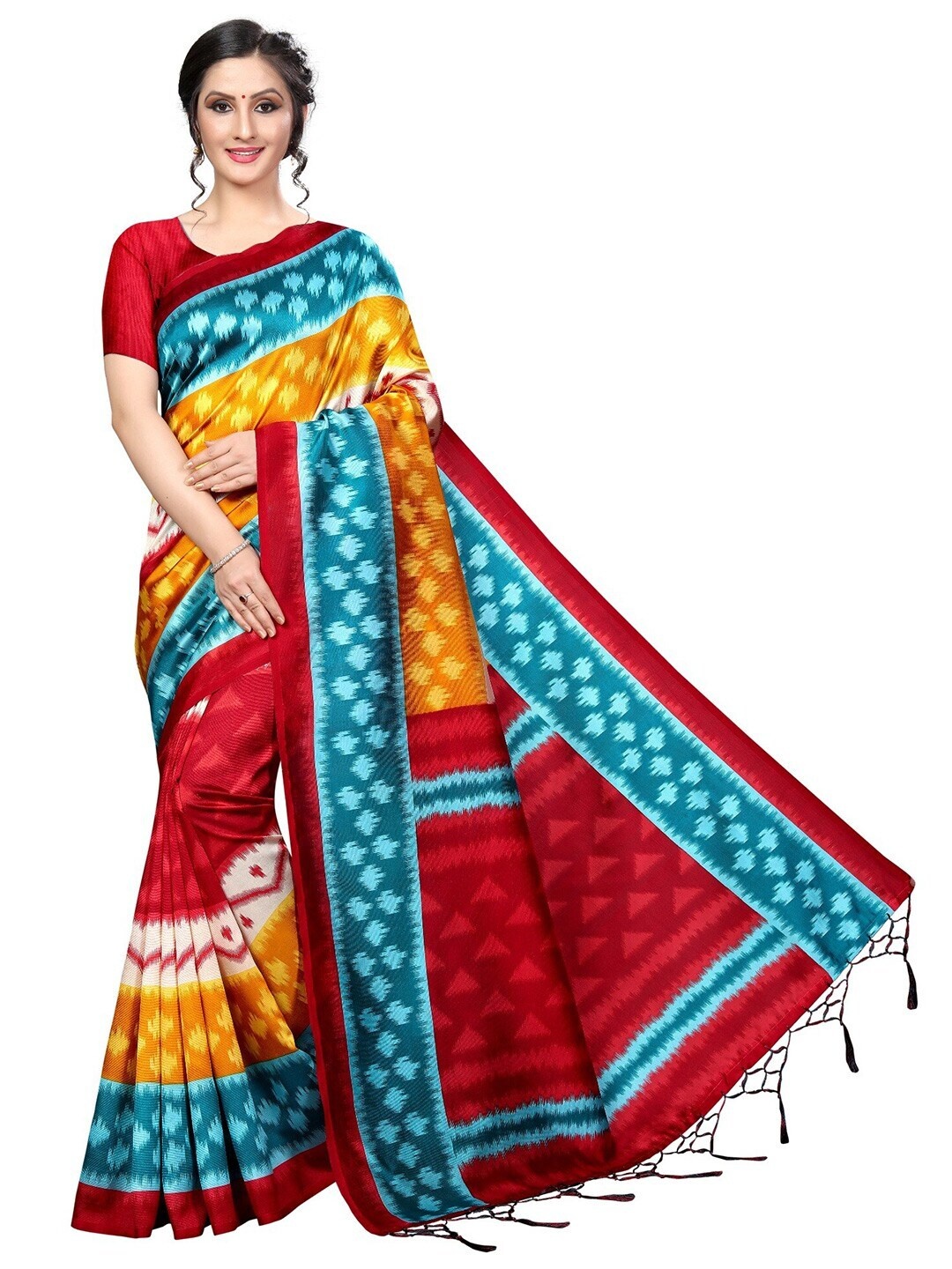 

MOKSHA DESIGNS Blue & Yellow Pure Silk Banarasi Saree