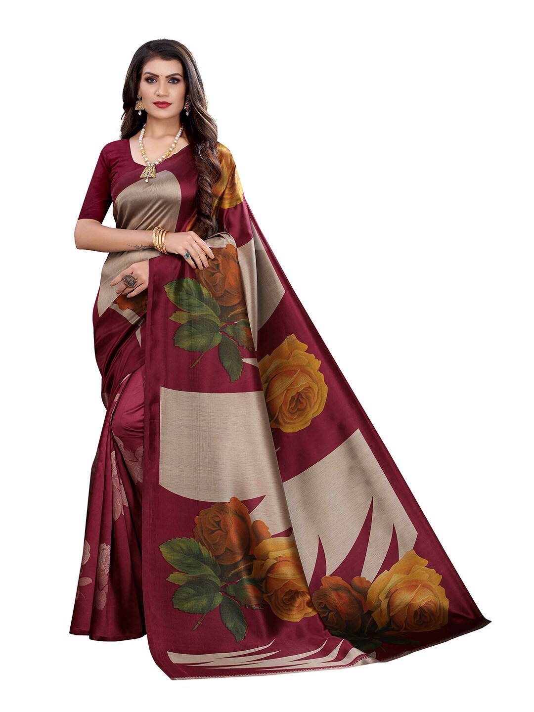 

MOKSHA DESIGNS Red & Grey Floral Pure Silk Banarasi Saree