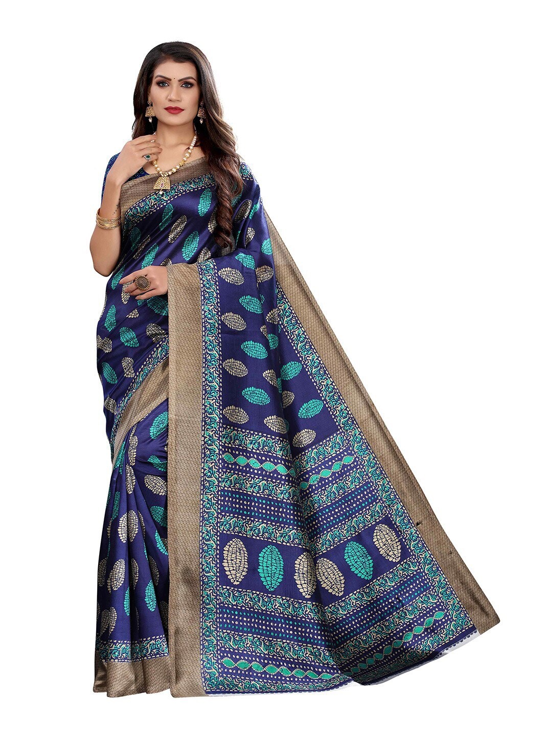 

MOKSHA DESIGNS Blue & Beige Ethnic Motifs Pure Silk Banarasi Saree