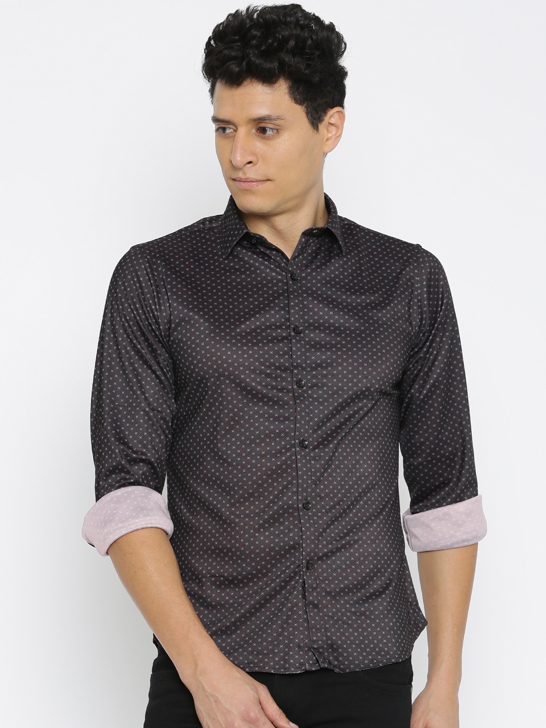 

Wills Lifestyle Men Brown Slim Fit Printed Casual Shirt