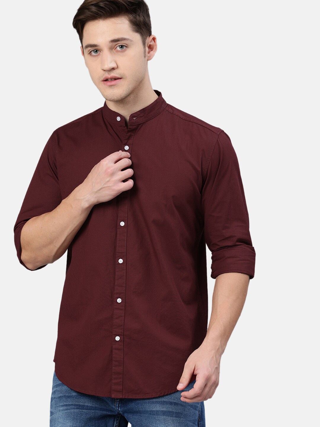 

IVOC Men Maroon Slim Fit Opaque Cotton Casual Shirt