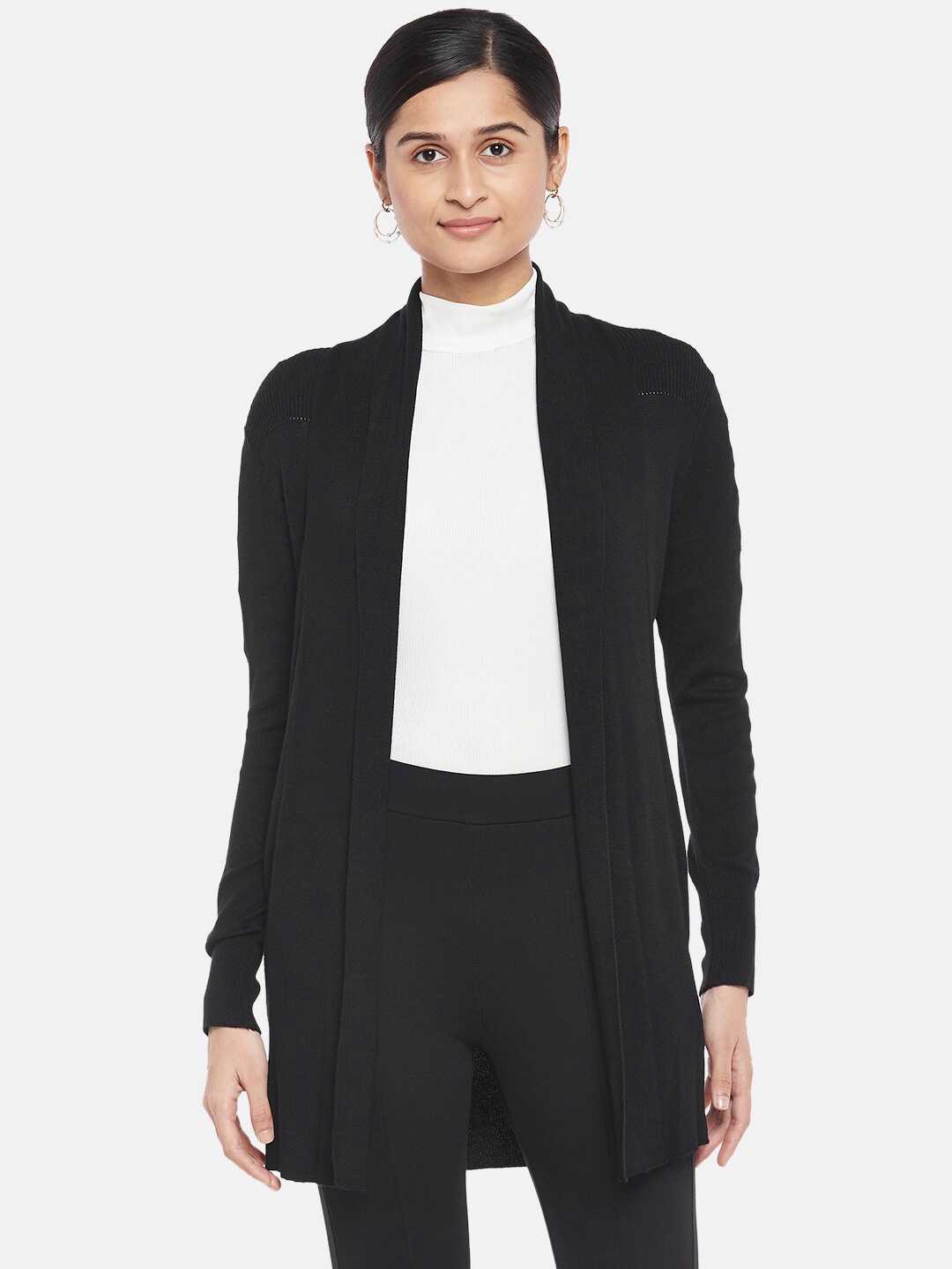 

Annabelle by Pantaloons Women Black Longline Shrug
