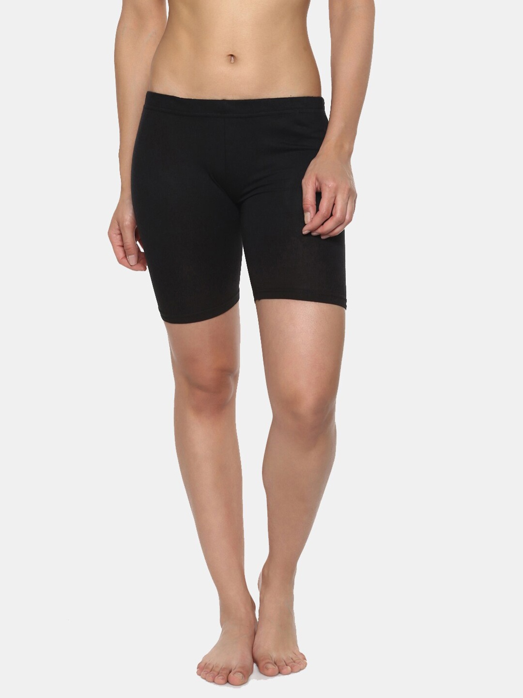

AMOSIO Women Black High-Rise Lounge Shorts