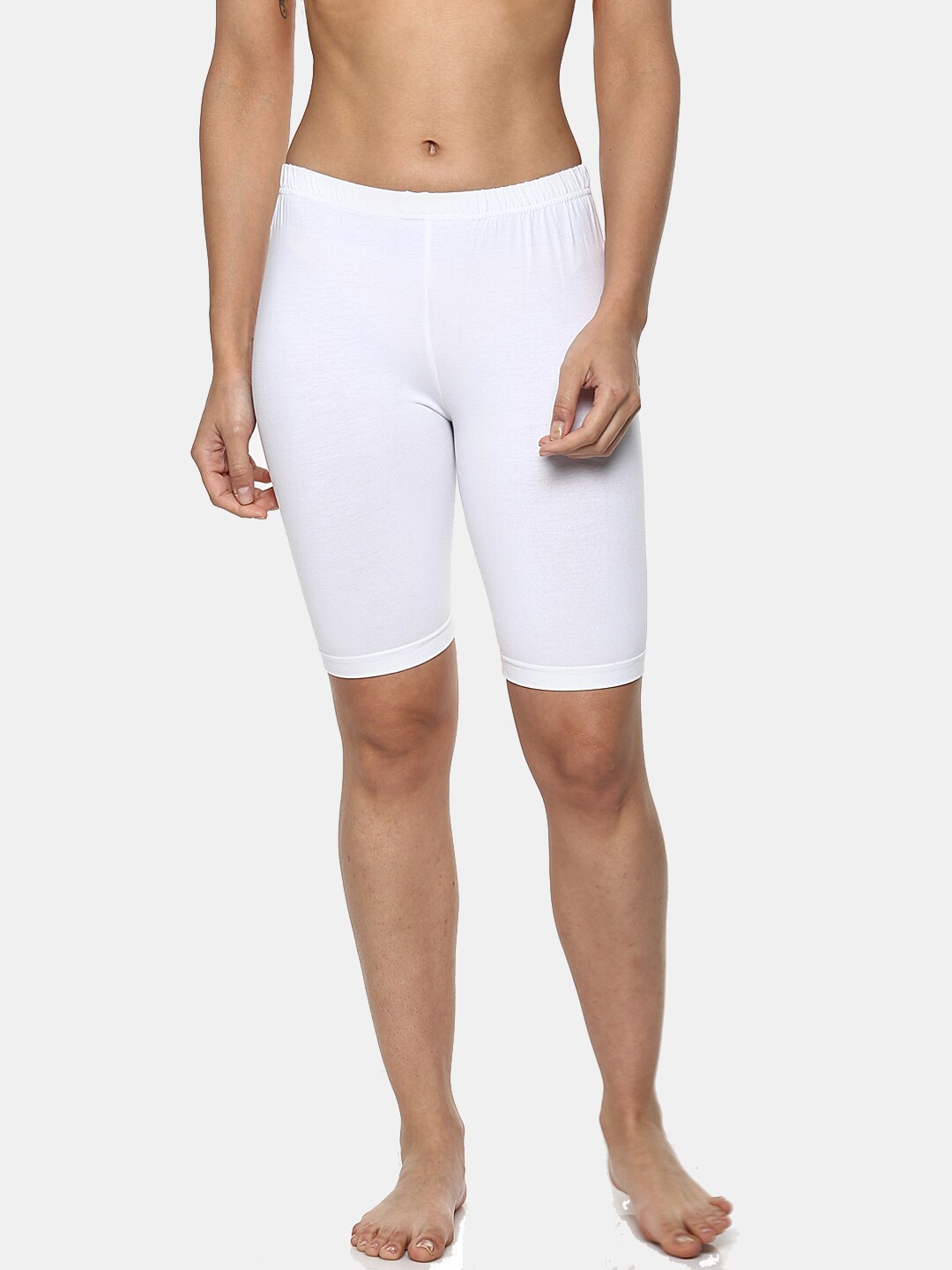 

AMOSIO Women White High-Rise Lounge Shorts
