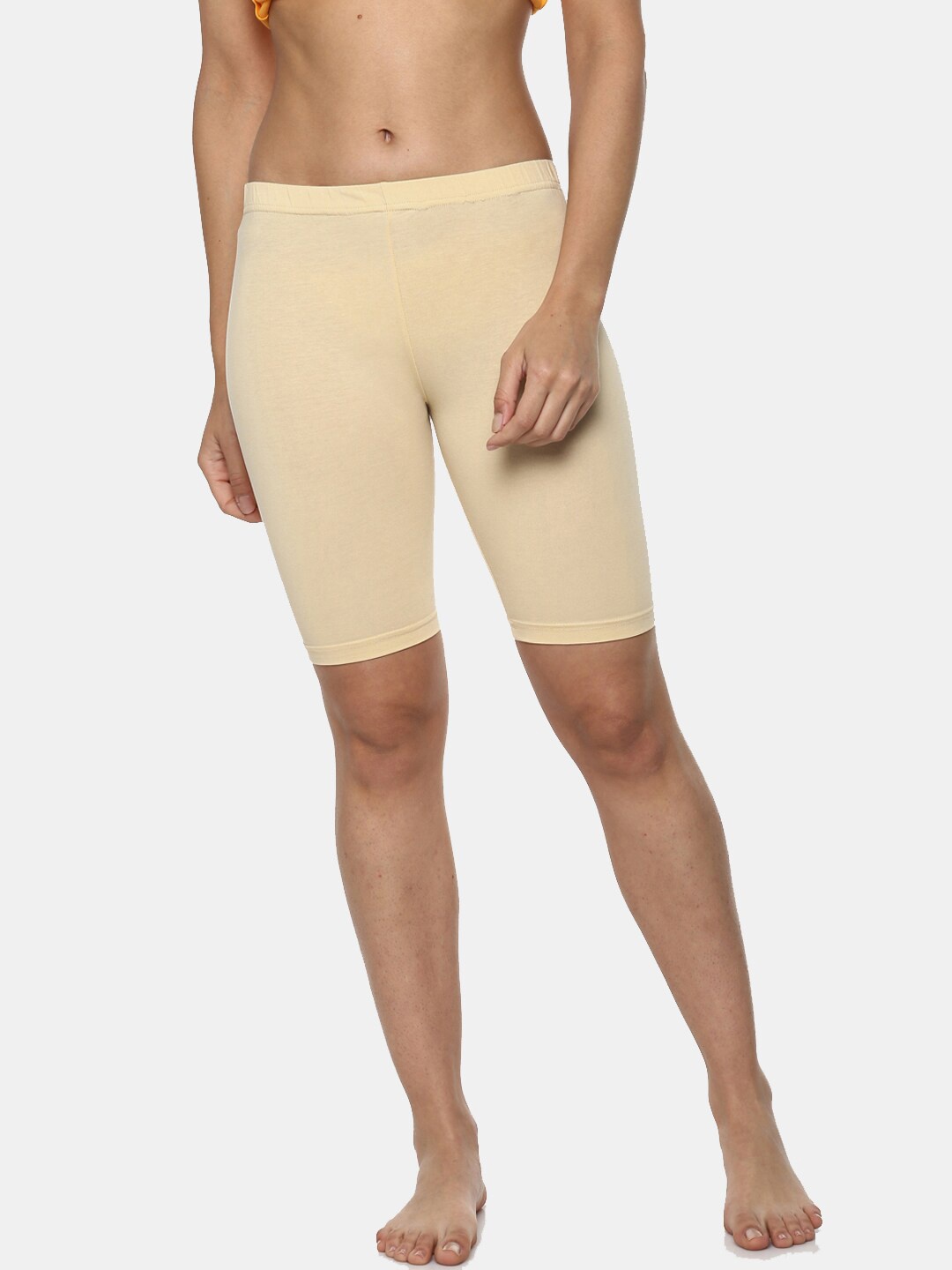 

AMOSIO Women Beige High-Rise Lounge Shorts