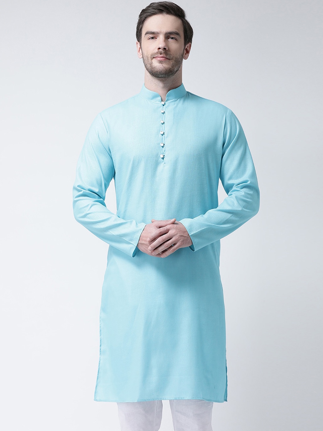 

SG LEMAN Men Turquoise Blue Cotton Kurta