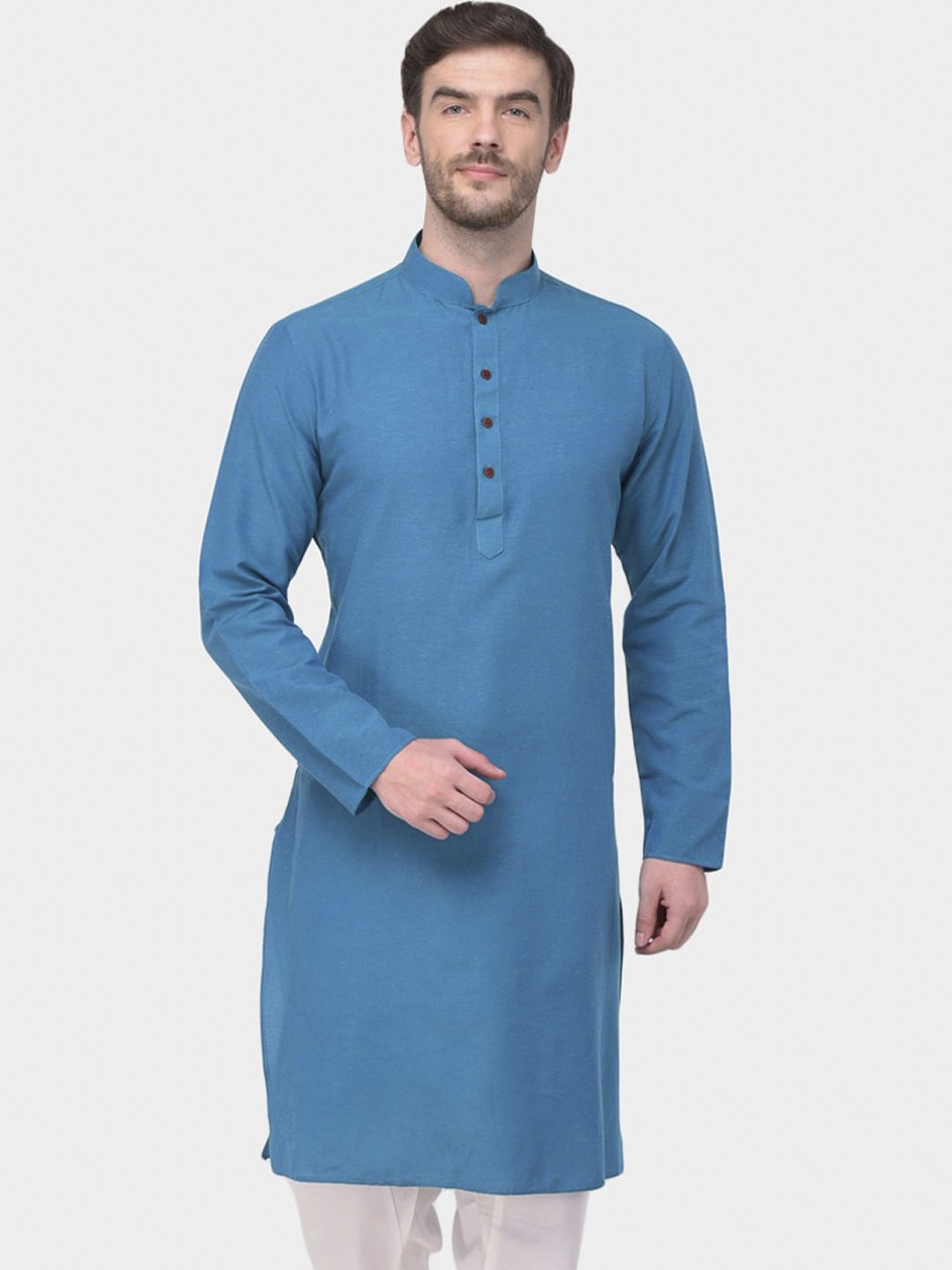 

SG LEMAN Men Turquoise Blue Cotton Kurta