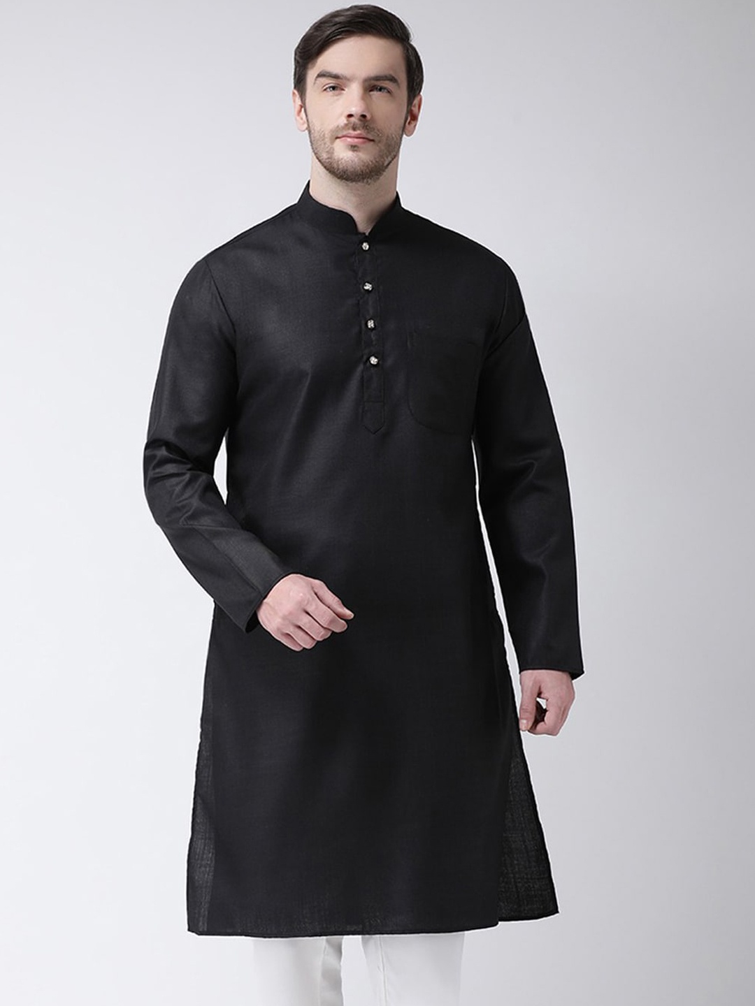 

SG LEMAN Men Black Flared Sleeves Thread Work Kurta