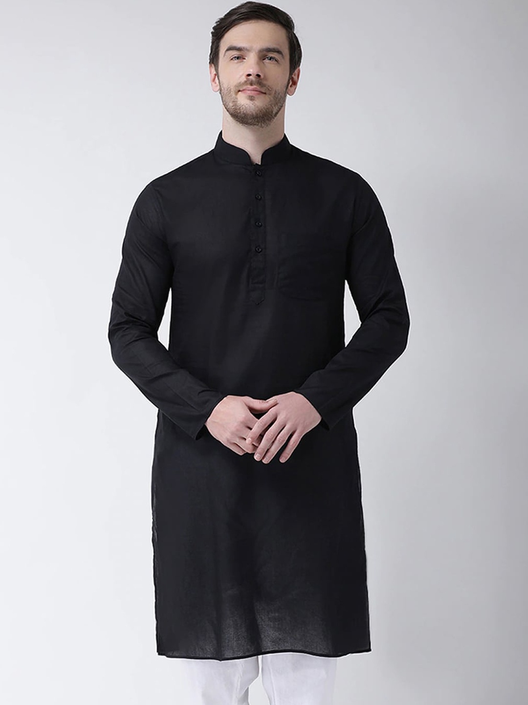 

SG LEMAN Men Black Thread Work Kurta