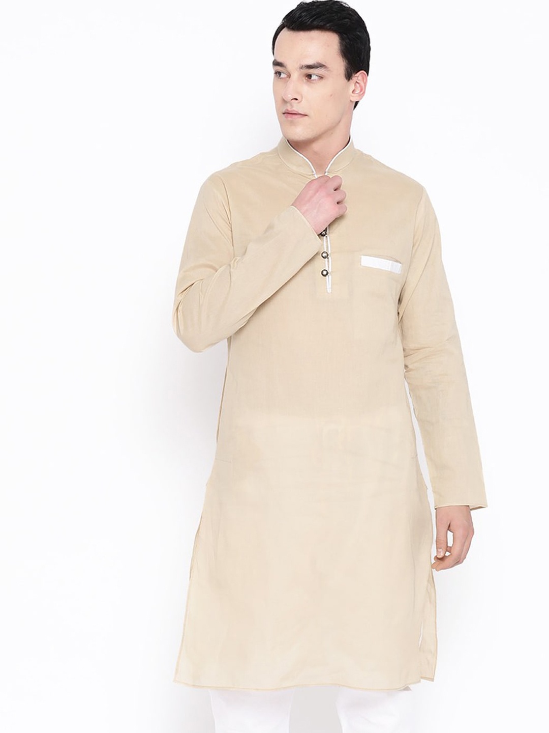 

SG LEMAN Men Beige Thread Work Kurta