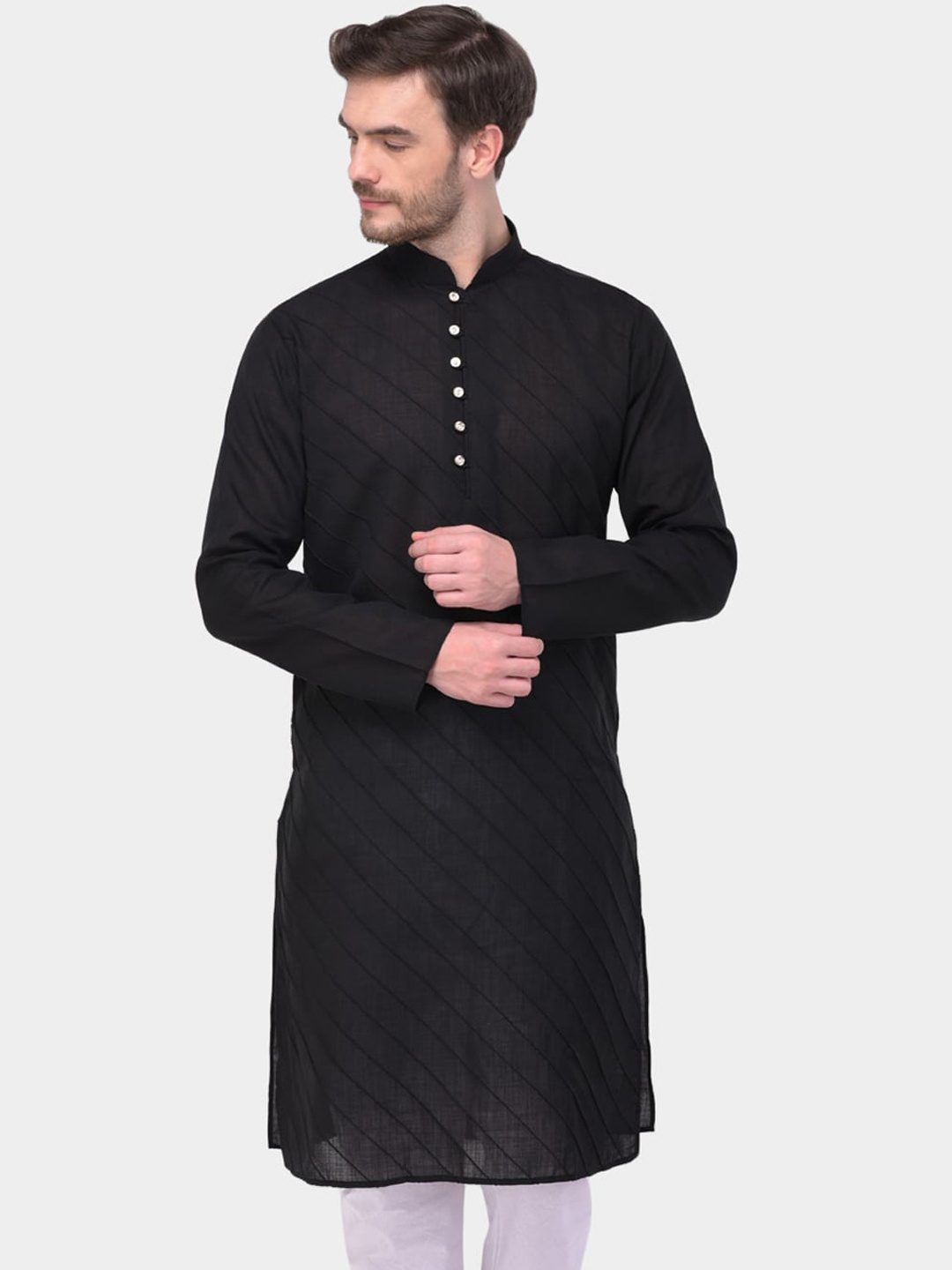 

SG LEMAN Men Black Cotton Kurta