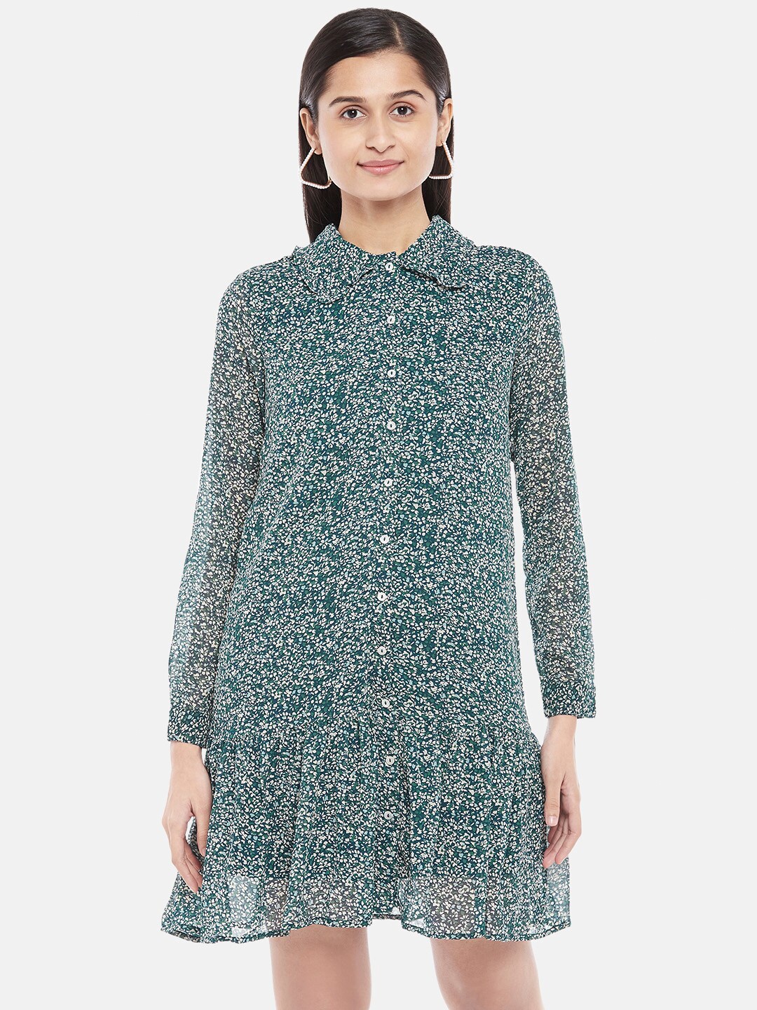 

Honey by Pantaloons Green Floral A-Line Dress