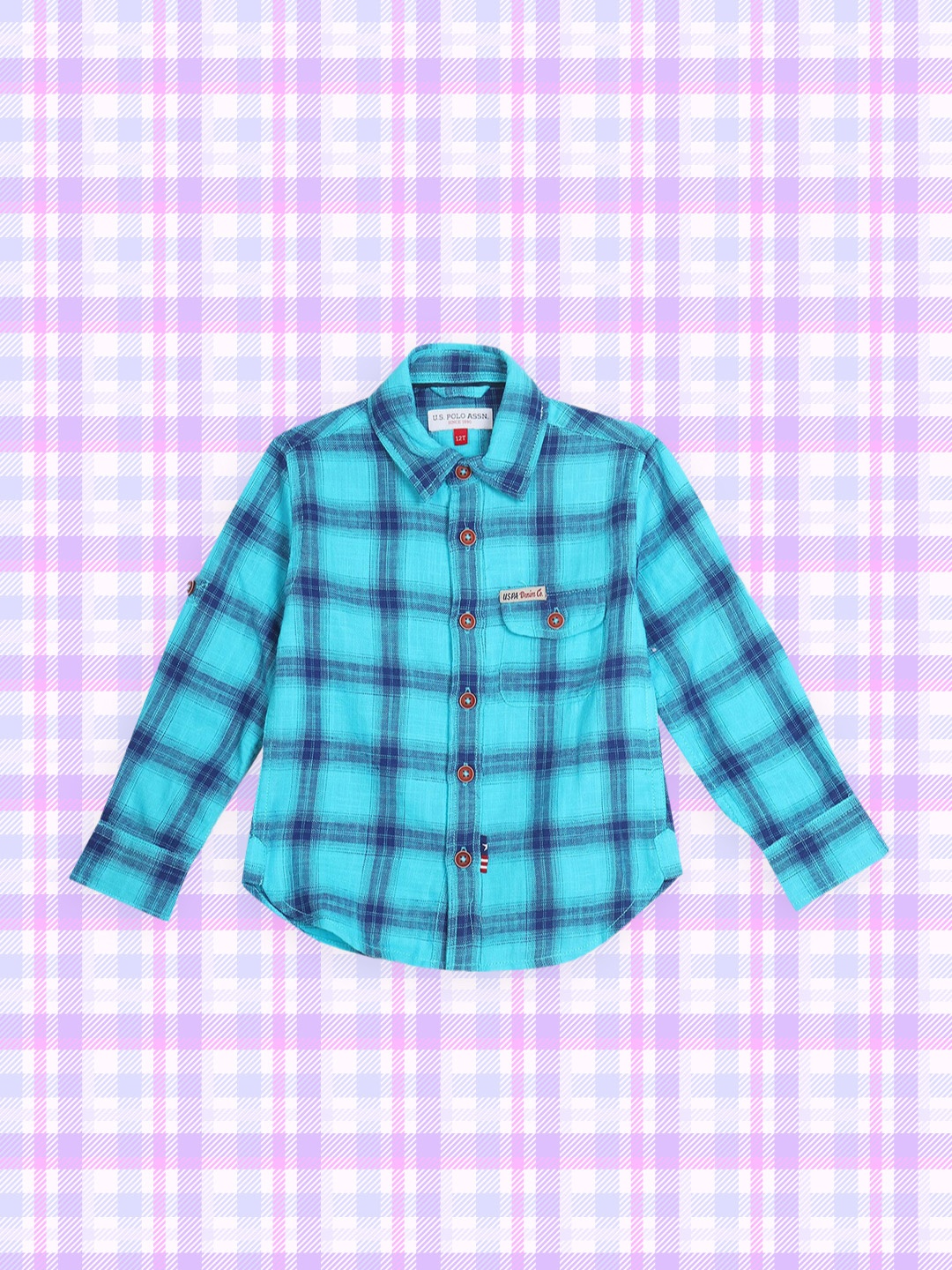 

U.S. Polo Assn. Kids Boys Blue Checked Casual Shirt