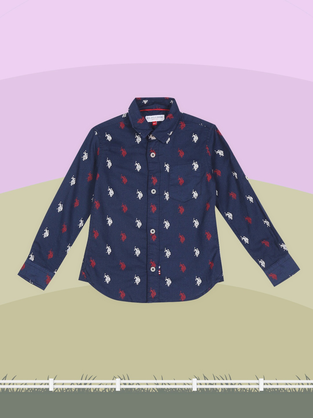 

U.S. Polo Assn. Kids Boys Blue Opaque Printed Casual Shirt
