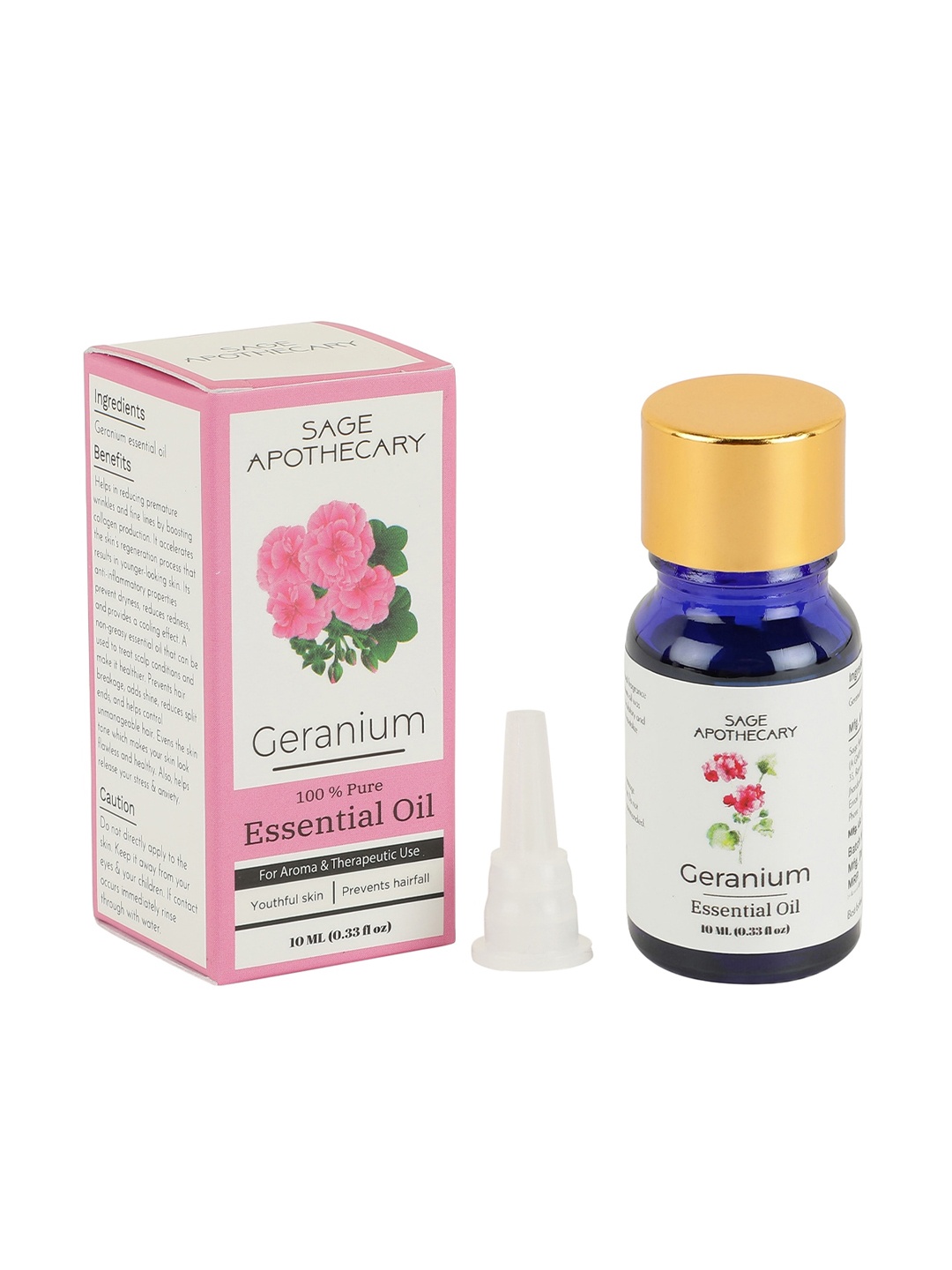 

SAGE APOTHECARY Geranium Essential Oil - 10ml, White