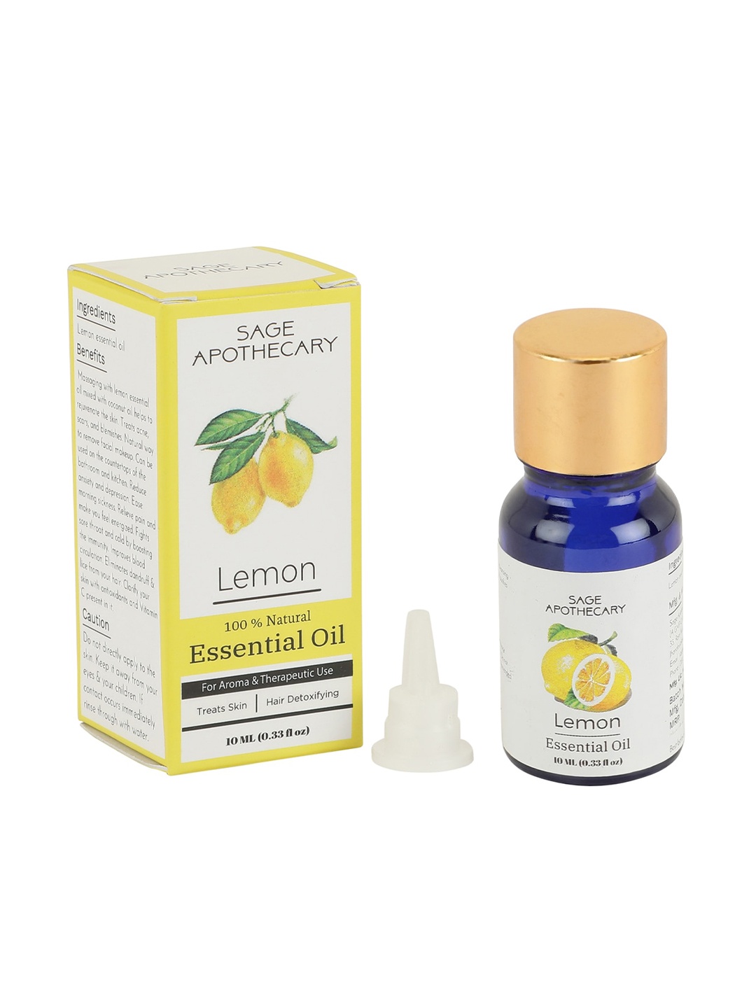 

SAGE APOTHECARY Lemon 100% Natural Essential Oil - 10 ml, Brown