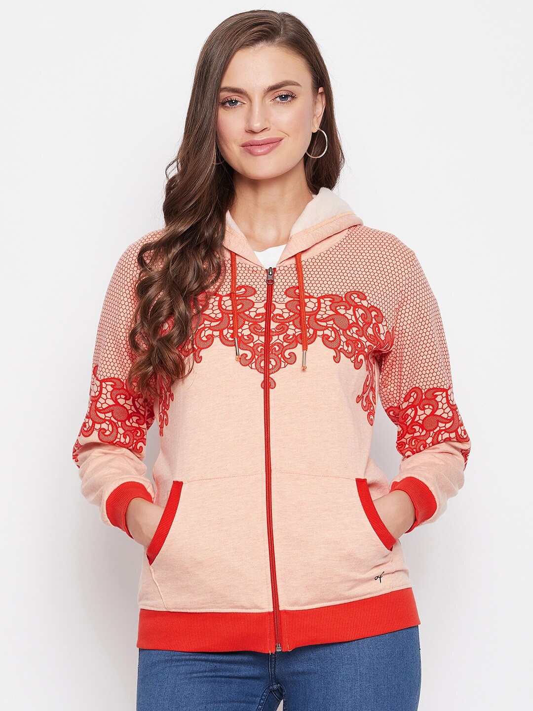 

NEVA Women Peach-Coloured Printed Sweatshirt