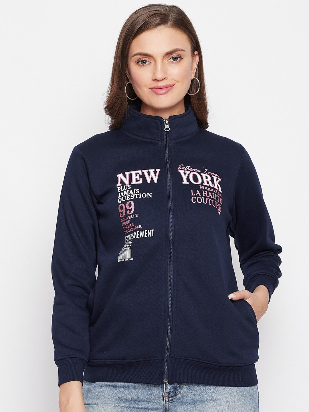 

NEVA Women Navy Blue Printed Sweatshirt
