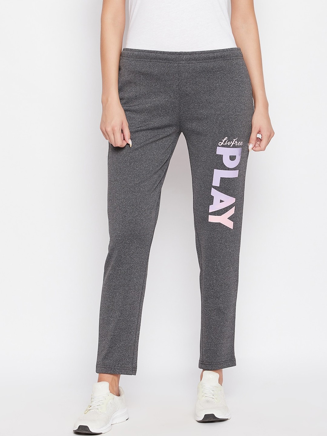 

NEVA Women Grey Solid Cotton Track Pants