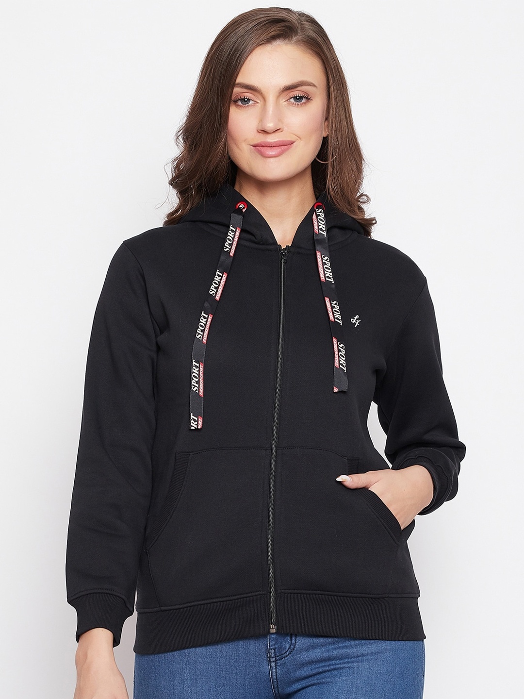 

NEVA Women Black Hooded Sweatshirt