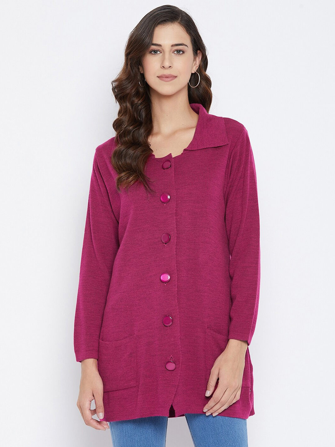 

NEVA Women Pink Solid Cardigan