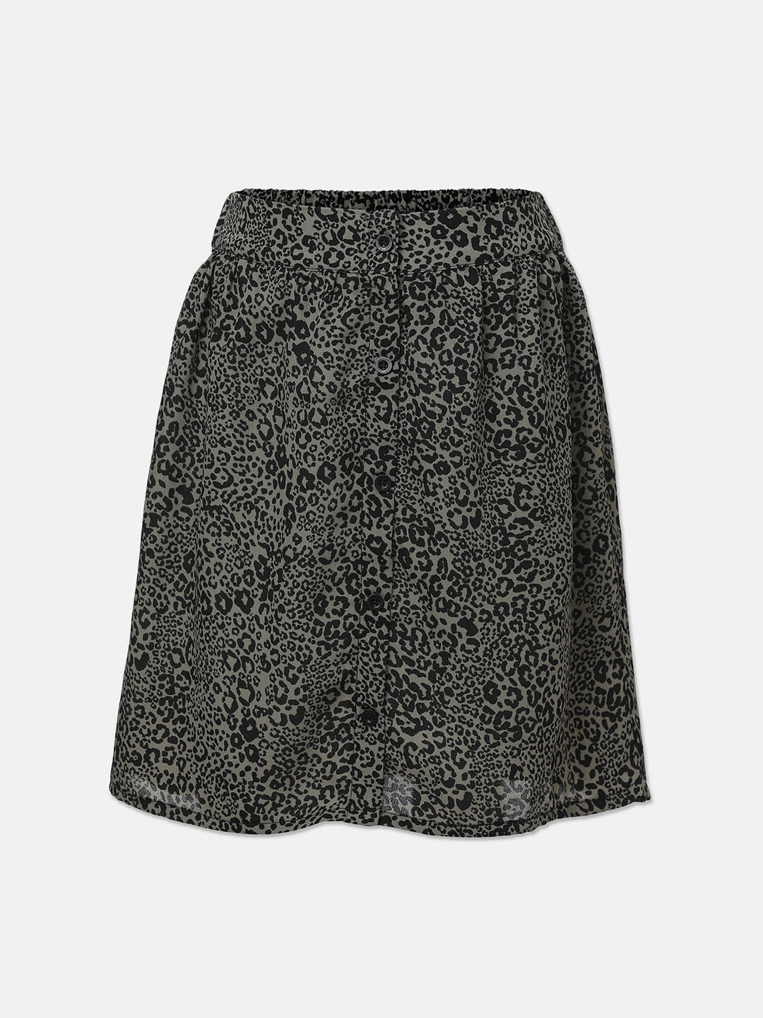 

Oxolloxo Girls Grey & Black Printed A-Line Midi Skirt
