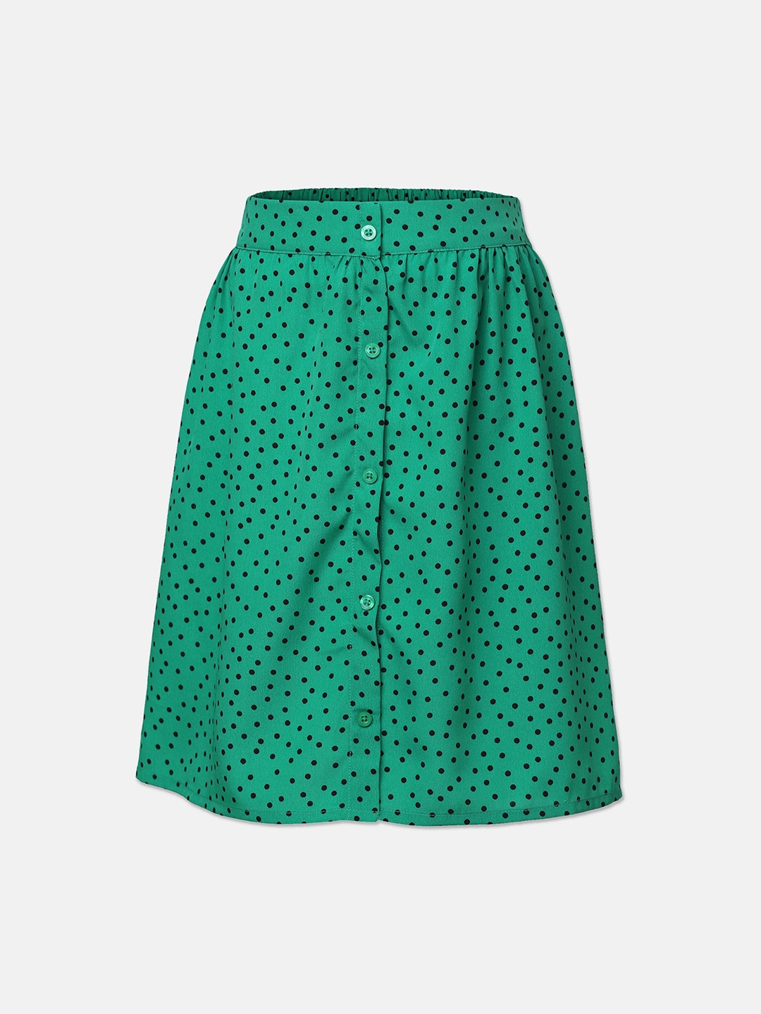 

Oxolloxo Girls Green & Black Printed Midi A-Line Skirt