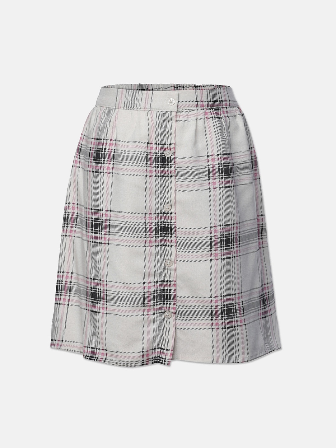 

Oxolloxo Girls Off White Checked A-line Skirt