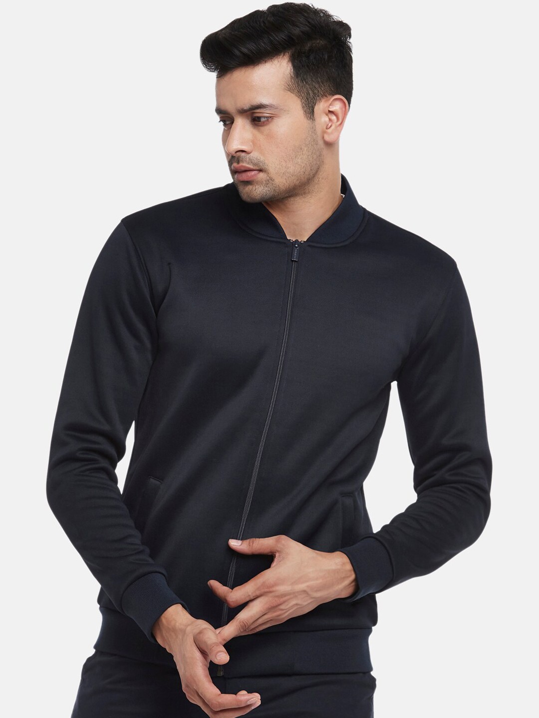

BYFORD by Pantaloons Men Navy Blue Bomber Jacket
