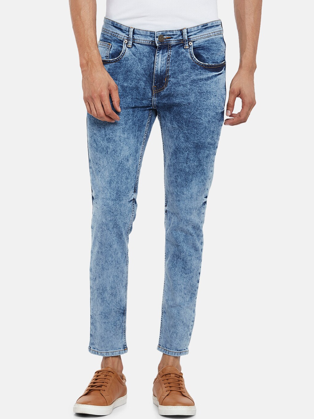 

People Men Blue Skinny Fit Heavy Fade Jeans