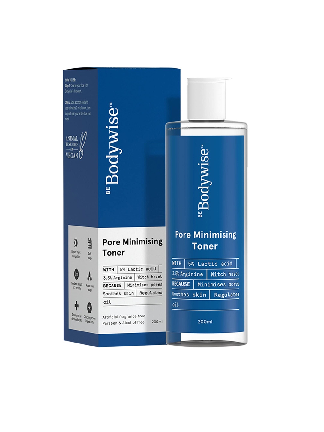 

Be Bodywise Pore Minimizing Toner with 5% Lactic Acid 200ml, Blue