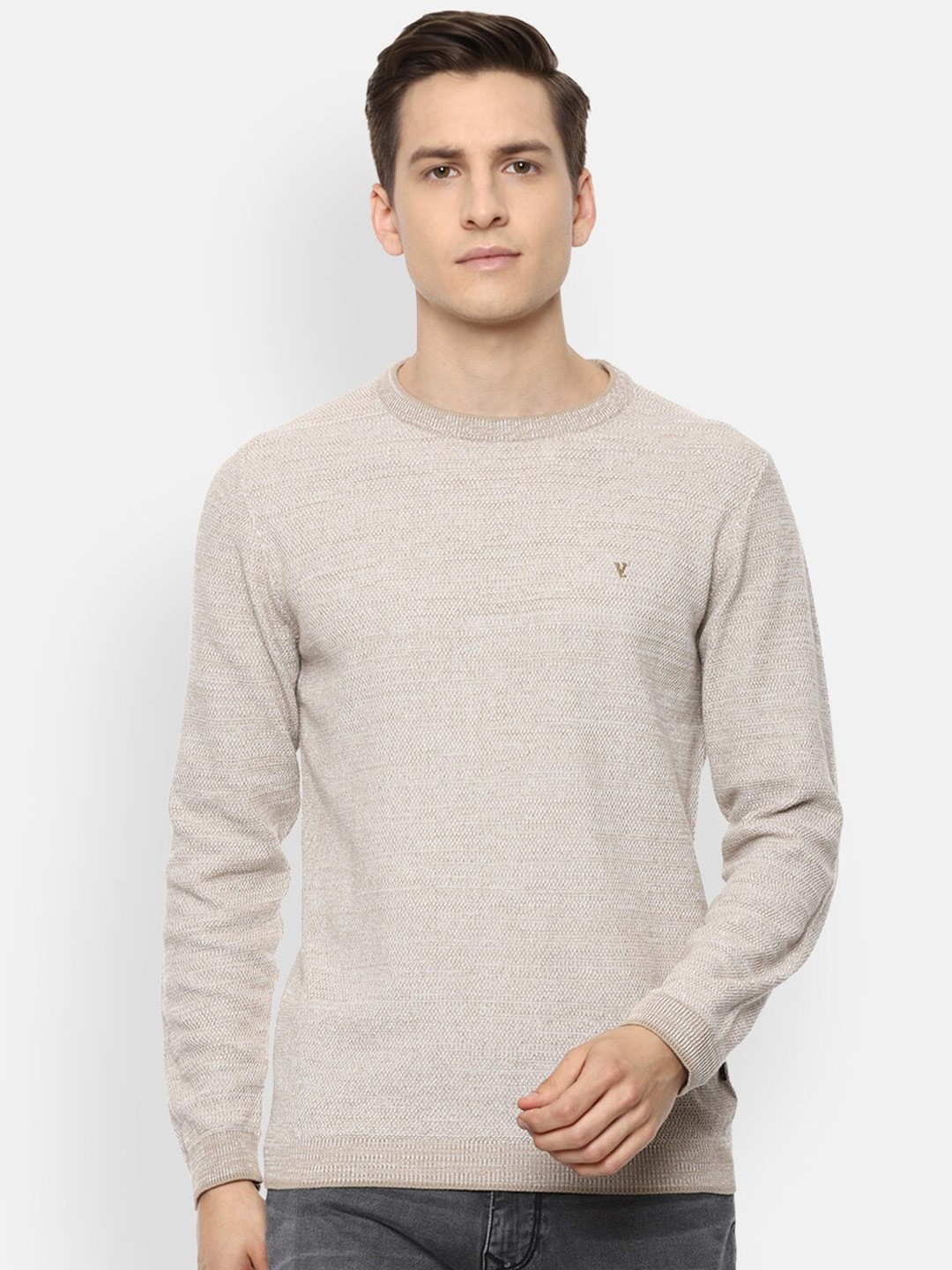 

V Dot Men Grey Pullover